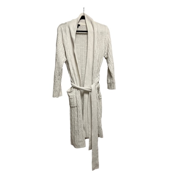 Natori Textured Knit Belted Cardigan Sweater Robe Style Ivory Medium - Picture 2 of 7